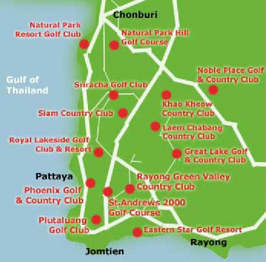 Golf courses in Chonburi area